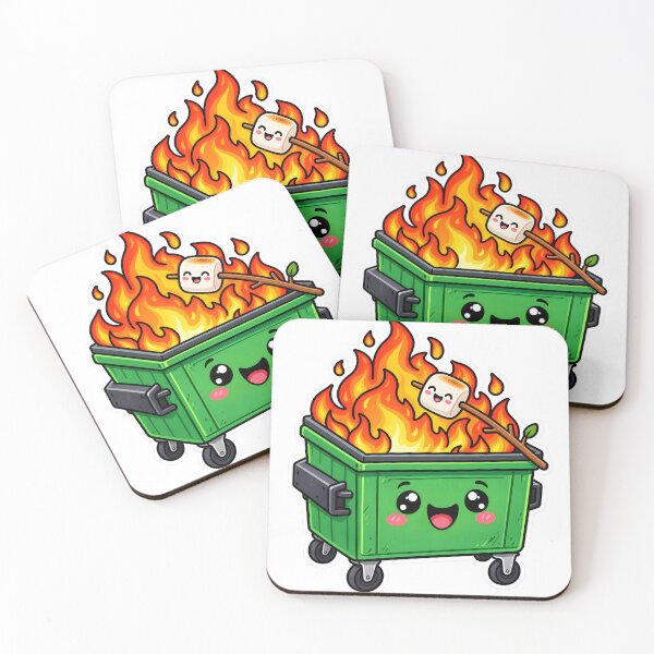 Item preview, Cute Dumpster Fire Everything Is Fine Cartoon Sticker designed and sold by KawaiiOrbit.