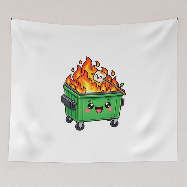 Item preview, Cute Dumpster Fire Everything Is Fine Cartoon Sticker designed and sold by KawaiiOrbit.