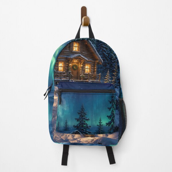 Item preview, Cozy Winter Cabin Northern Lights – Aurora Borealis Snowy Mountain Landscape designed and sold by GutyzDesignsES.