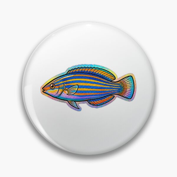 Item preview, Sixline Wrasse Colorful Tropical Reef Fish Art designed and sold by KenworksDigital.