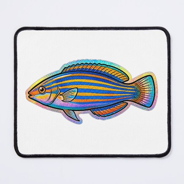 Item preview, Sixline Wrasse Colorful Tropical Reef Fish Art designed and sold by KenworksDigital.