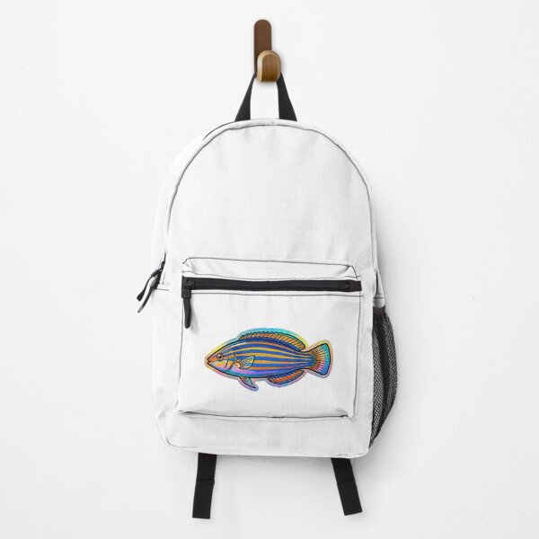 Item preview, Sixline Wrasse Colorful Tropical Reef Fish Art designed and sold by KenworksDigital.