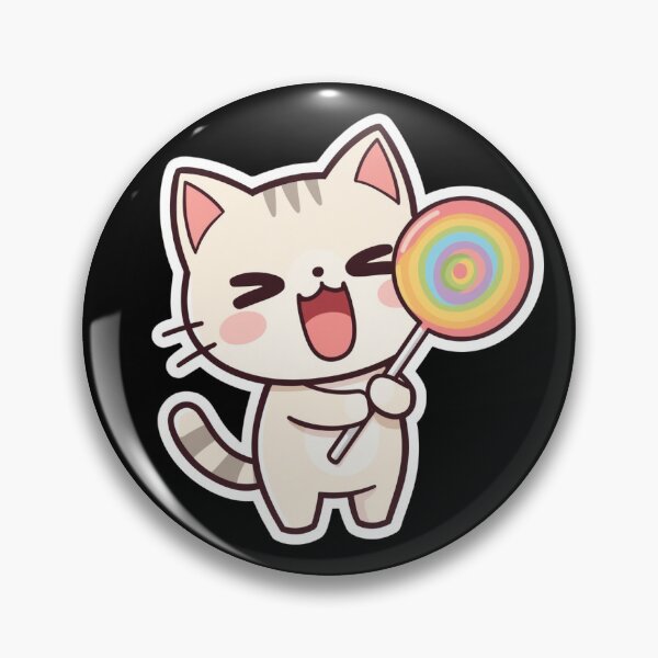 Item preview, Cute Kawaii Cat with Rainbow Lollipop designed and sold by Pawbly.