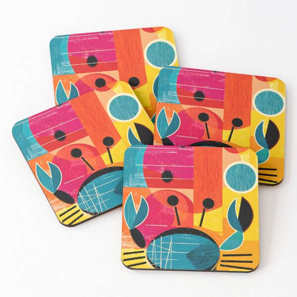 Item preview, Cancer Zodiac Crab in Vibrant Geometric Colors with Dynamic Contemporary Astrology Wall Art designed and sold by OlfactoART Studio.