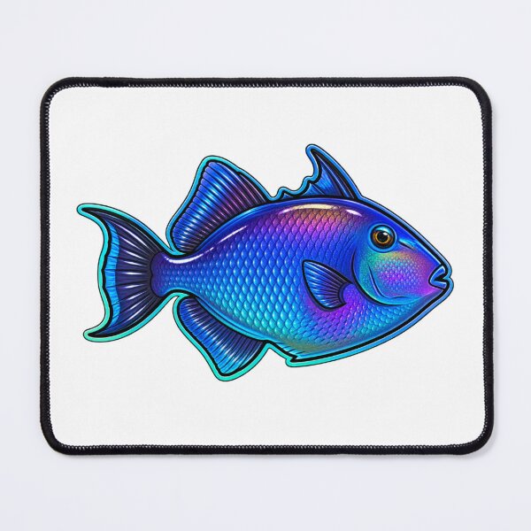 Item preview, Niger Triggerfish Vibrant Blue Reef Fish Art designed and sold by KenworksDigital.
