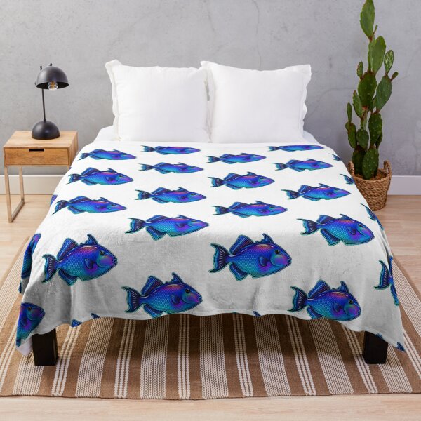 Item preview, Niger Triggerfish Vibrant Blue Reef Fish Art designed and sold by KenworksDigital.