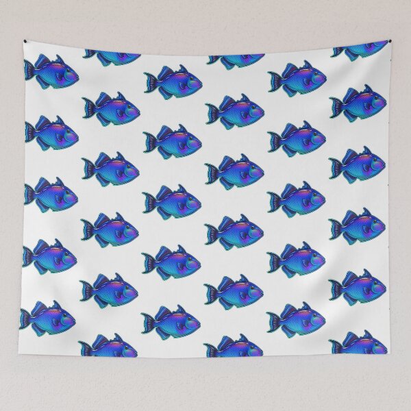 Item preview, Niger Triggerfish Vibrant Blue Reef Fish Art designed and sold by KenworksDigital.