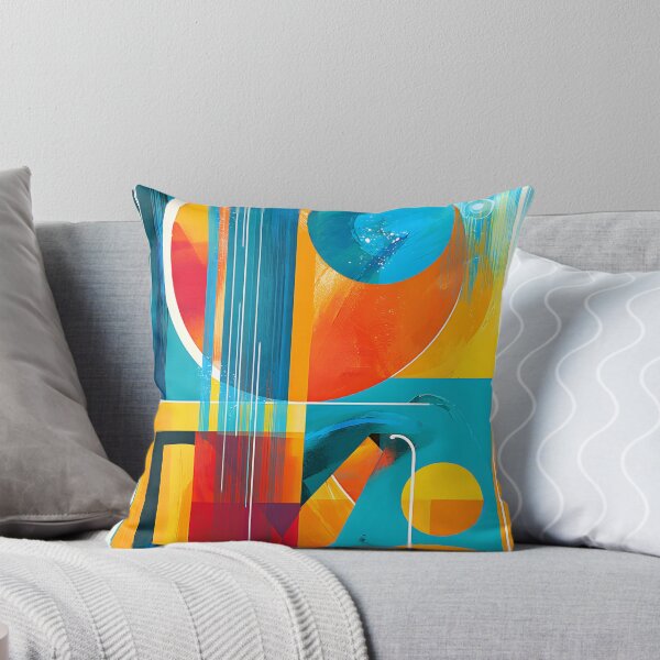 Item preview, Aquarius Zodiac in Bold Blue Orange and Red Geometric Forms with Modern Astrology Wall Art designed and sold by OlfactoART Studio.