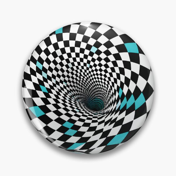 Item preview, Trippy Checkerboard Optical Illusion Tunnel – Black White Turquoise Op Art designed and sold by GutyzDesignsES.