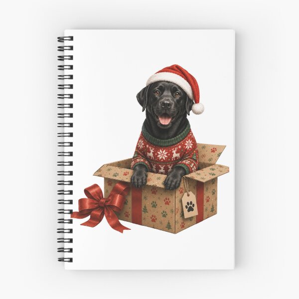 Artikelvorschau, Weihnachtlicher schwarzer Labrador in Geschenkbox - Weihnachtsmodus entworfen und verkauft von Goodthingstree.