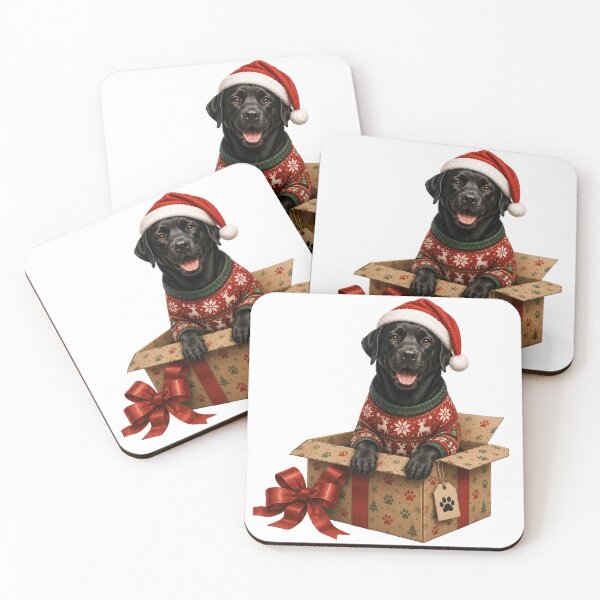 Item preview, Christmas Black Labrador in Gift Box - Christmas Mode designed and sold by Goodthingstree.