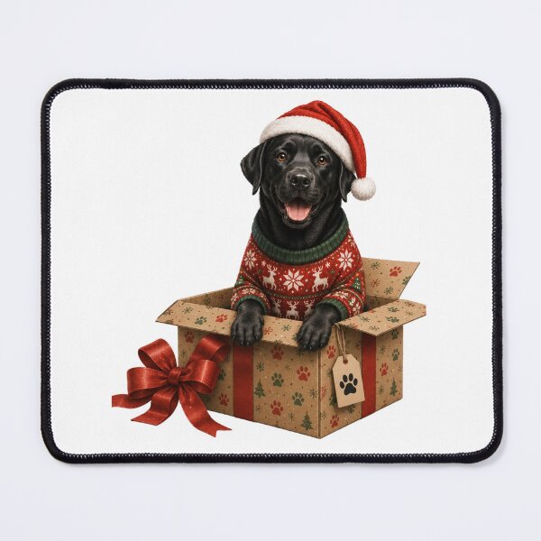 Item preview, Christmas Black Labrador in Gift Box - Christmas Mode designed and sold by Goodthingstree.