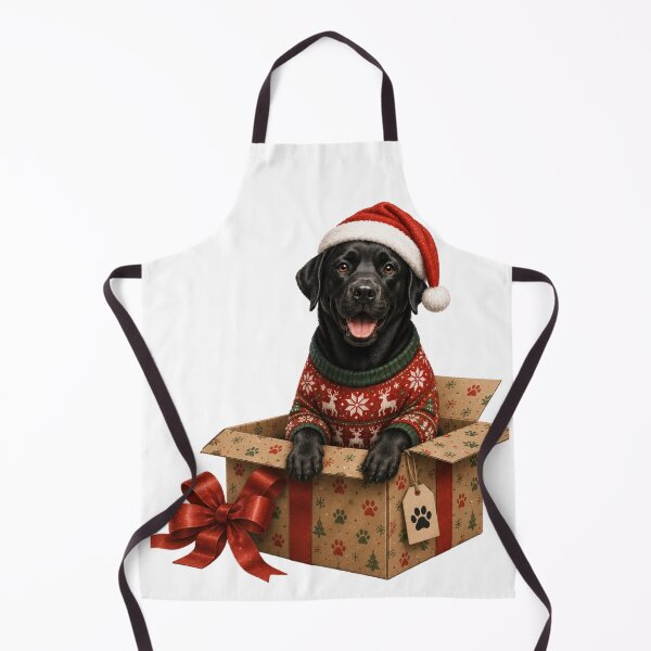Artikelvorschau, Weihnachtlicher schwarzer Labrador in Geschenkbox - Weihnachtsmodus entworfen und verkauft von Goodthingstree.