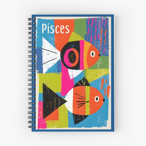 Item preview, Pisces Zodiac Fish in Bold Abstract Colors with Playful Contemporary Astrology Wall Art designed and sold by OlfactoART Studio.