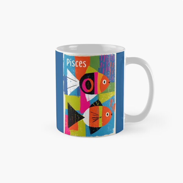 Item preview, Pisces Zodiac Fish in Bold Abstract Colors with Playful Contemporary Astrology Wall Art designed and sold by OlfactoART Studio.