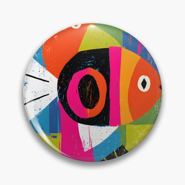 Item preview, Pisces Zodiac Fish in Bold Abstract Colors with Playful Contemporary Astrology Wall Art designed and sold by OlfactoART Studio.