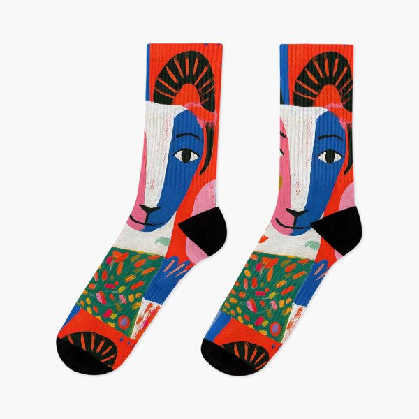 Item preview, Aries Zodiac Ram with Vibrant Geometric Patterns and Bold Contemporary Astrology Wall Art designed and sold by OlfactoART Studio.