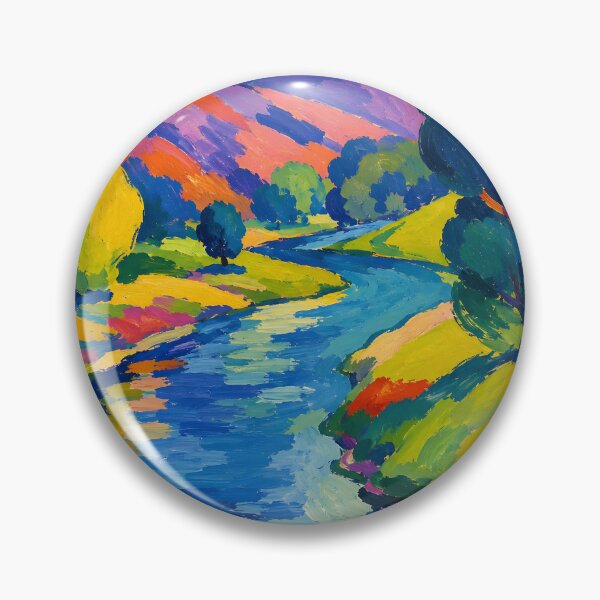 Item preview, Colorful River Landscape – Vibrant Mountain Valley Nature Wall Art designed and sold by GutyzDesignsES.