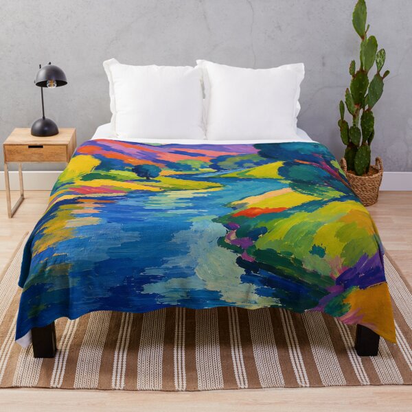 Item preview, Colorful River Landscape – Vibrant Mountain Valley Nature Wall Art designed and sold by GutyzDesignsES.