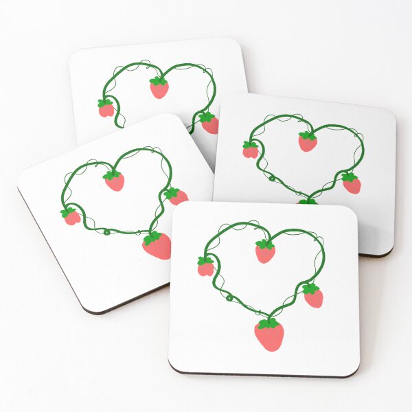 Item preview, Heart Vine Strawberry – Cute Romantic Fruit Botanical Design designed and sold by MoqunaDesign.