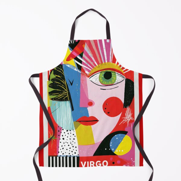 Item preview, Virgo Zodiac Portrait with Bold Geometric Features and Vibrant Contemporary Astrology Wall Art designed and sold by OlfactoART Studio.