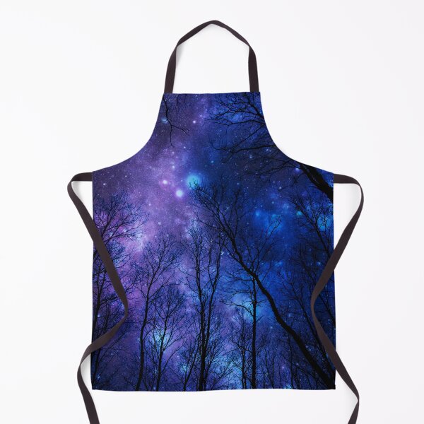 Item preview, Deep Blue Purple Galaxy Nebula Space Art with Black Forest Silhouette designed and sold by 2sweetsDesign.