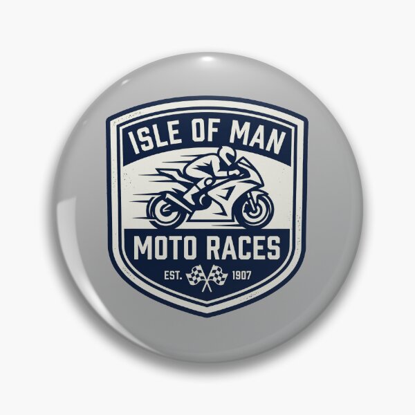 Item preview, Isle of Man Moto Races Vintage Checkered Flag Crest Biker designed and sold by KiwiRider.