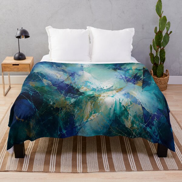 Item preview, Blue Teal Gold Abstract Art – Modern Ocean Inspired Wall Decor designed and sold by GutyzDesignsES.