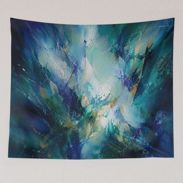 Item preview, Blue Teal Gold Abstract Art – Modern Ocean Inspired Wall Decor designed and sold by GutyzDesignsES.