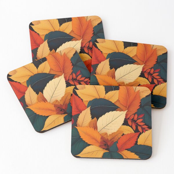 Item preview, RUSTIC FALL LEAVES, Autumn leaf pattern, burnt orange, beige and forest green nature vintage botanical  designed and sold by navitalidesign.