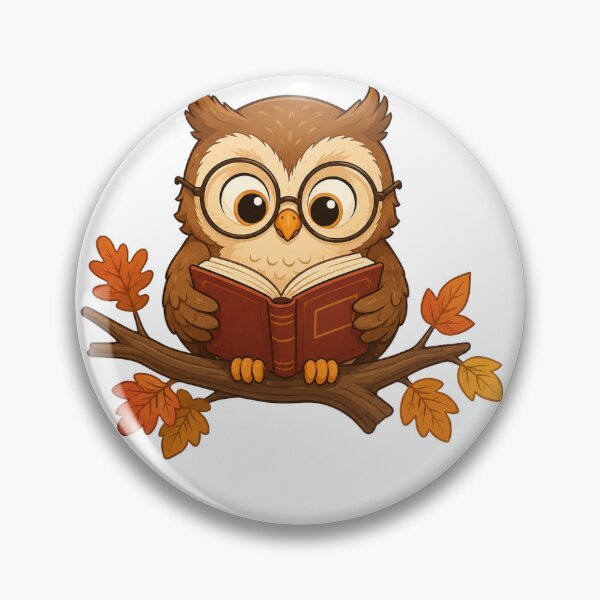 Item preview, Cute Owl Wearing Glasses Reading Book Sticker | Autumn Cozy Bird Illustration designed and sold by Old Tree Store .