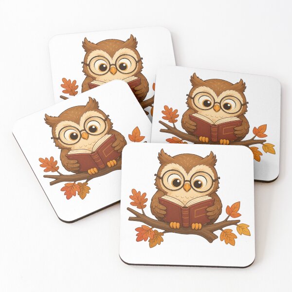 Item preview, Cute Owl Wearing Glasses Reading Book Sticker | Autumn Cozy Bird Illustration designed and sold by Old Tree Store .