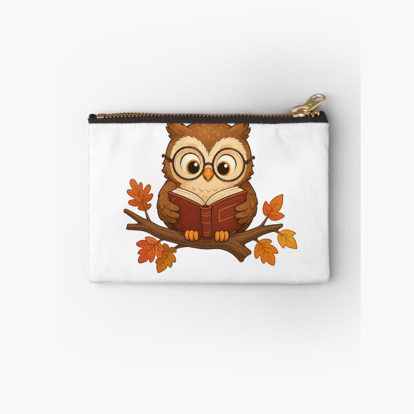 Item preview, Cute Owl Wearing Glasses Reading Book Sticker | Autumn Cozy Bird Illustration designed and sold by Old Tree Store .