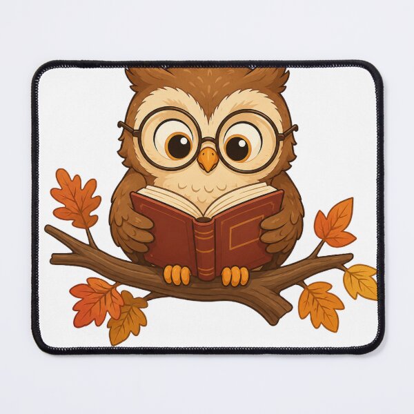 Item preview, Cute Owl Wearing Glasses Reading Book Sticker | Autumn Cozy Bird Illustration designed and sold by Old Tree Store .