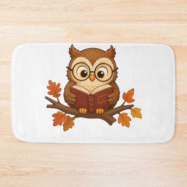 Item preview, Cute Owl Wearing Glasses Reading Book Sticker | Autumn Cozy Bird Illustration designed and sold by Old Tree Store .