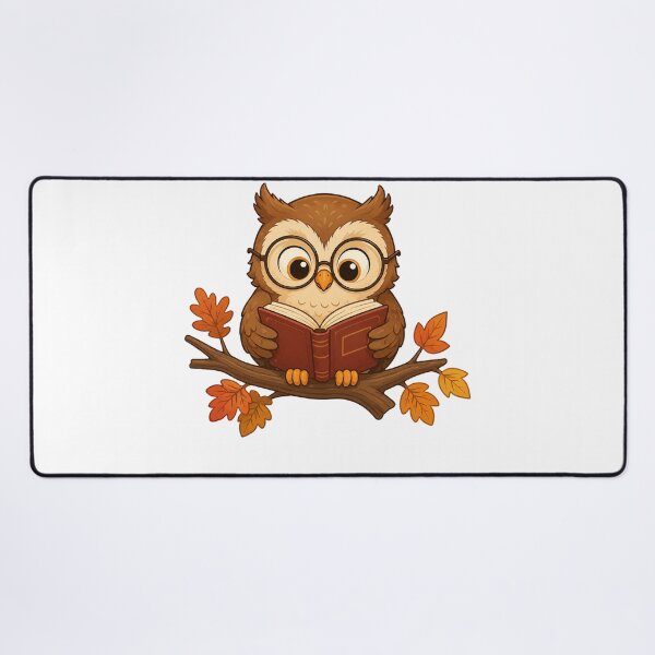 Item preview, Cute Owl Wearing Glasses Reading Book Sticker | Autumn Cozy Bird Illustration designed and sold by Old Tree Store .