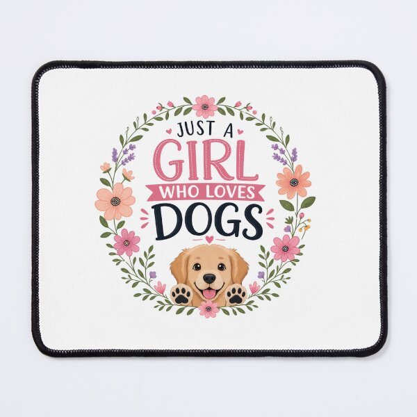 Item preview, Just A Girl Who Loves Dogs – Whimsical Floral Wreath – Cute Dog Lover Design – Puppy Love Art designed and sold by bobscraze.