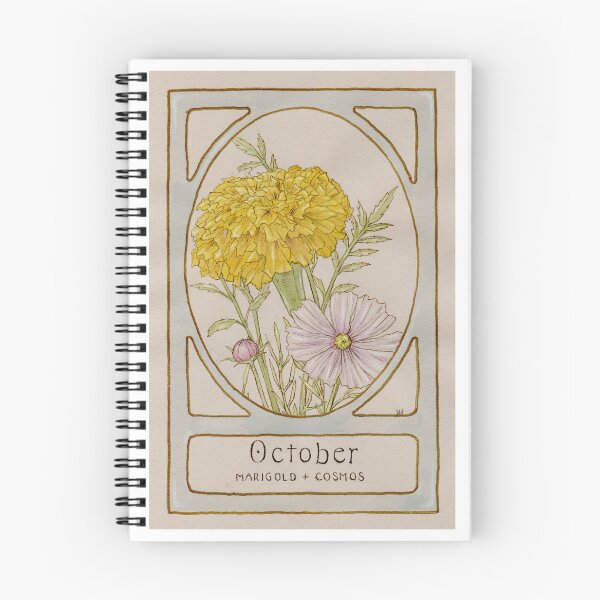 Artikelvorschau, Geburtsblumen für Oktober: Ringelblume und Kosmee entworfen und verkauft von Groovy Gilded Age.