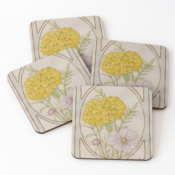 Item preview, October birth flowers: marigold and cosmos designed and sold by Groovy Gilded Age.