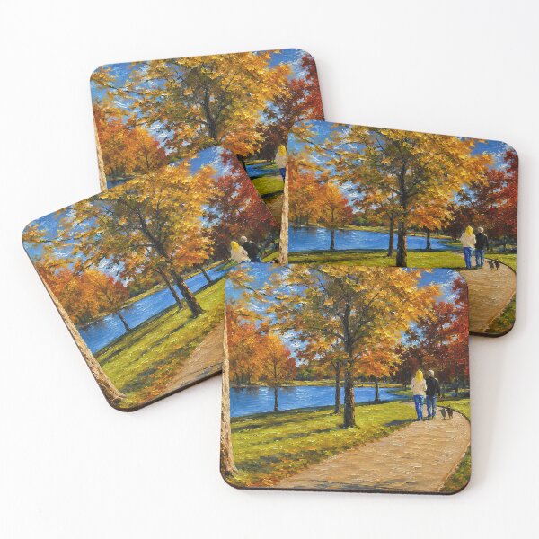 Item preview, Couple Strolling Dog in Park designed and sold by SuperCoolDuds.