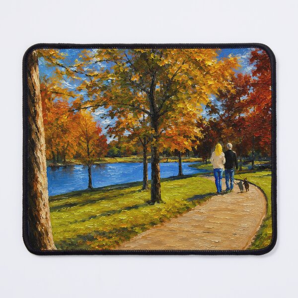 Item preview, Couple Strolling Dog in Park designed and sold by SuperCoolDuds.