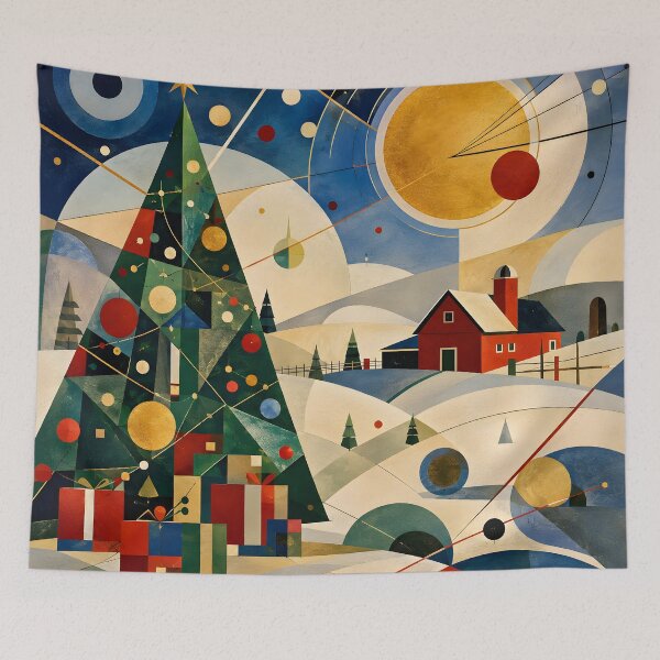 Item preview, Geometric Christmas Tree Wall Art – Modern Holiday Winter Landscape Decor designed and sold by GutyzDesignsES.