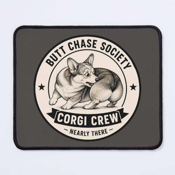 Item preview, Butt Chase Society - Corgi Crew - Nearly There/Funny Corgi Dog Badge Logo  designed and sold by Halejo68.