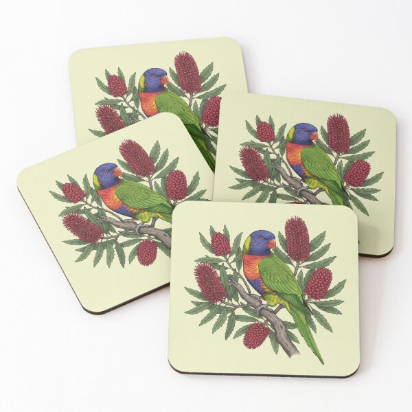 Item preview, Rainbow Lorikeet and Red Banksia Floral Art designed and sold by BirdsnStuff.