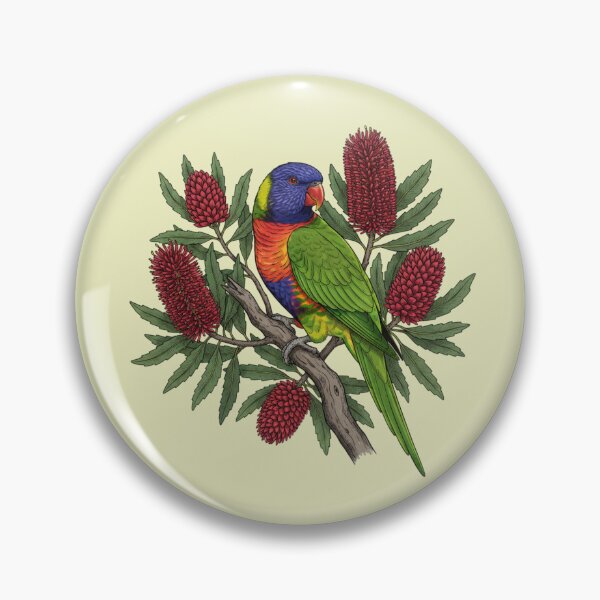 Item preview, Rainbow Lorikeet and Red Banksia Floral Art designed and sold by BirdsnStuff.