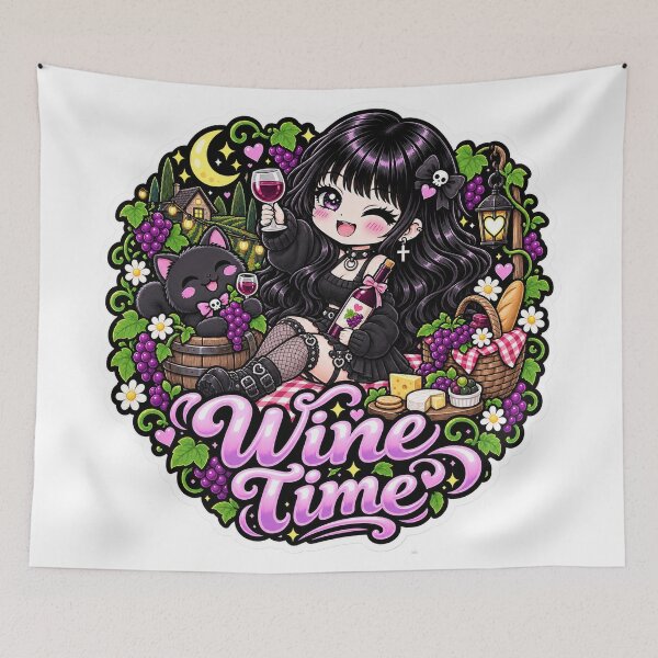 Item preview, Wine Time Goth Girl Sticker designed and sold by AnnekeJordaan.