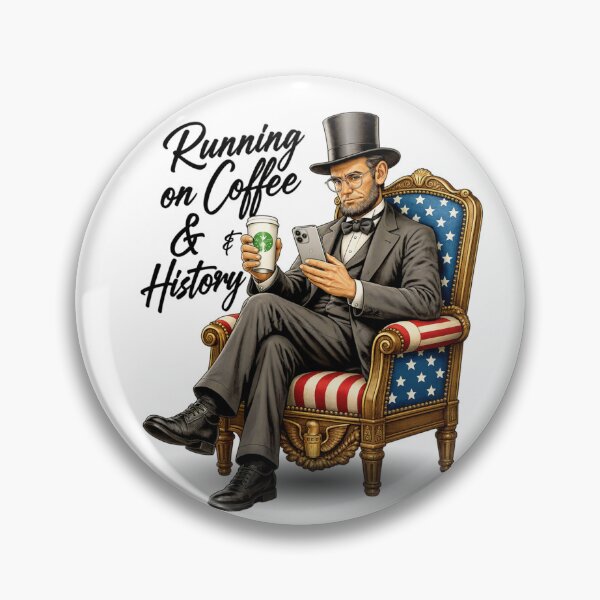 Item preview, Running on Coffee & History | Abraham Lincoln Funny Vintage Design | History Teacher, Coffee Lover & Patriotic Gift designed and sold by Kittcatking.