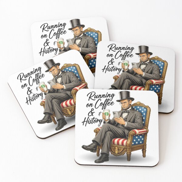 Item preview, Running on Coffee & History | Abraham Lincoln Funny Vintage Design | History Teacher, Coffee Lover & Patriotic Gift designed and sold by Kittcatking.