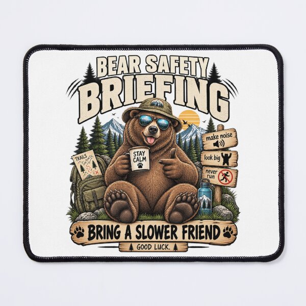 Item preview, Bear Safety Briefing Bring a Slower Friend Funny Hiking Bear Design designed and sold by DijaMar.
