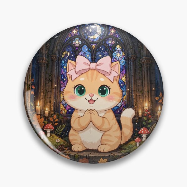 Item preview, Cute Gothic Cathedral Cat Halloween Stained Glass designed and sold by Moody Vibes Studio.